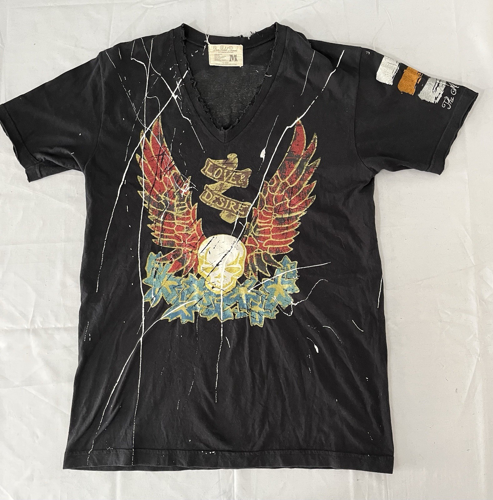 Dom Rebel Love Desire Size Medium Black Distressed Double Sided Graphic Tshirt