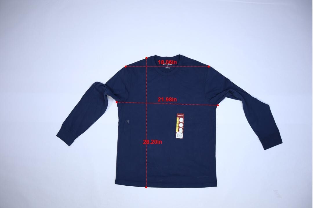 Eddie Bauer Mens Indigo Blue Long Sleeve Crew Neck Cotton Blend Tee Shirt M