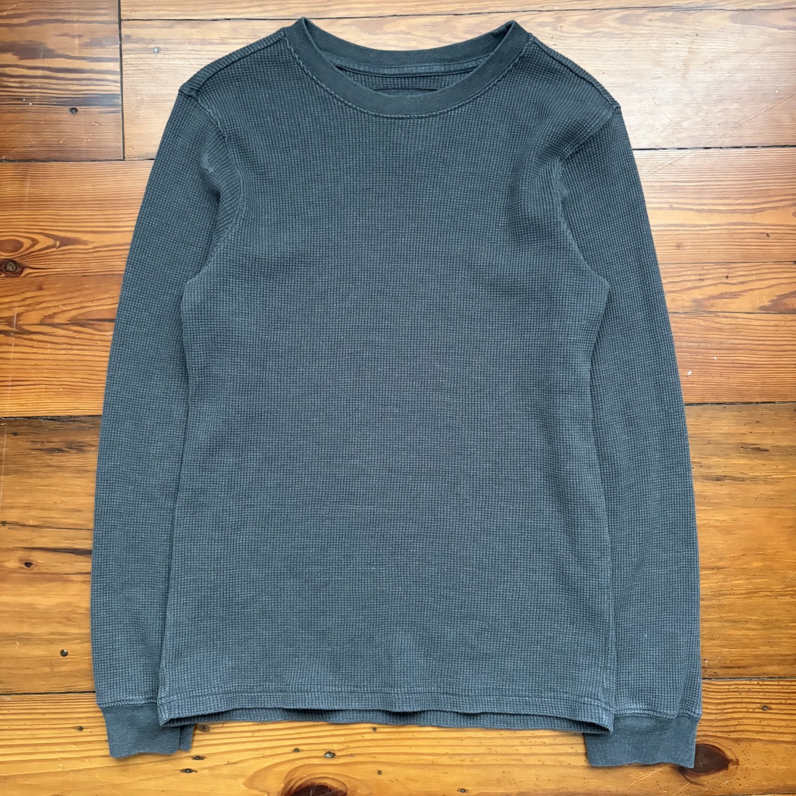 Vintage Y2K Thermal Waffle Knit Shirt Men&rsquo;s Size S Gray Grunge