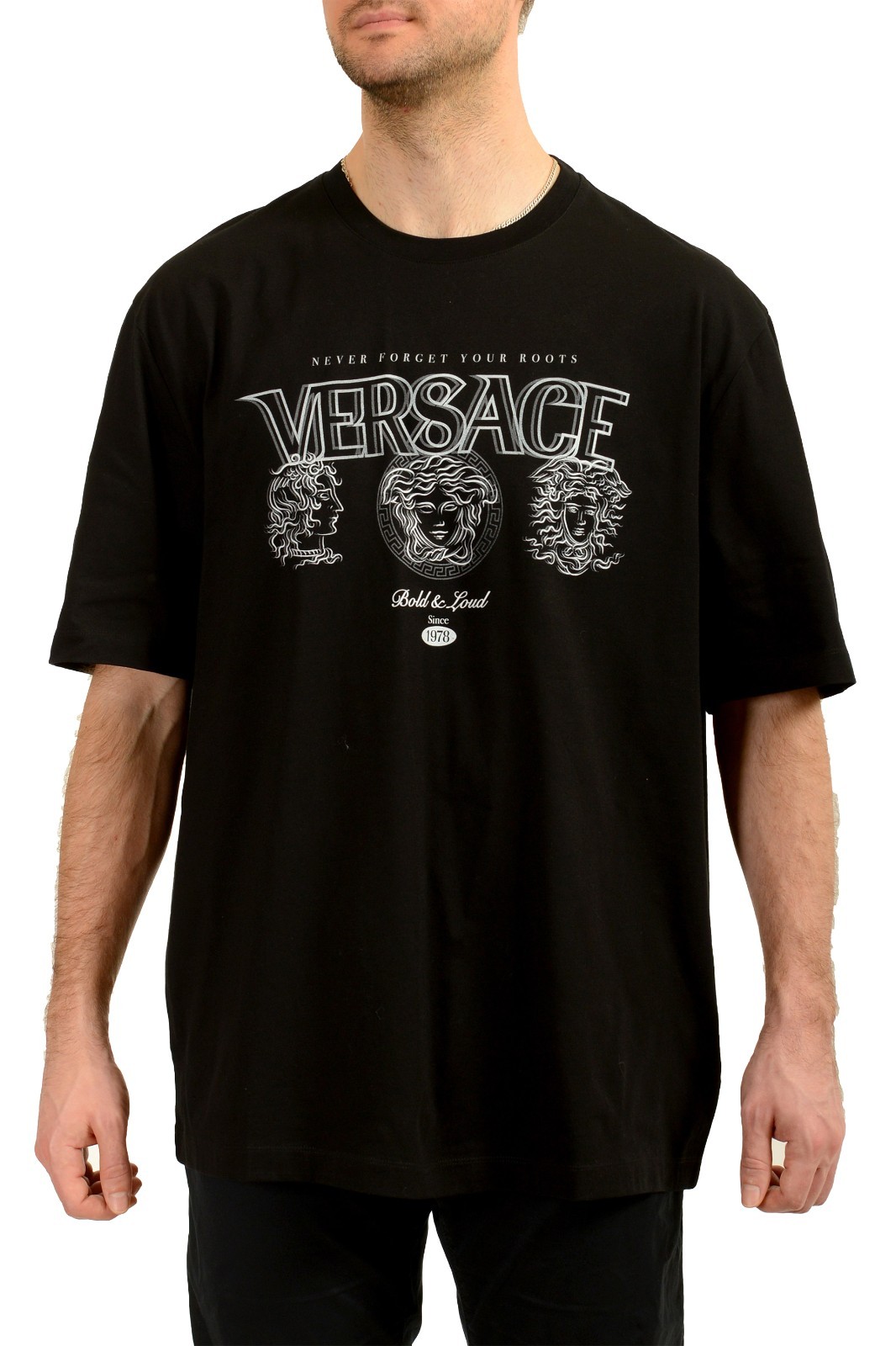 Versace Men&rsquo;s « Bold & Loud » Print Crewneck Short Sleeve T-Shirt US XL IT 54