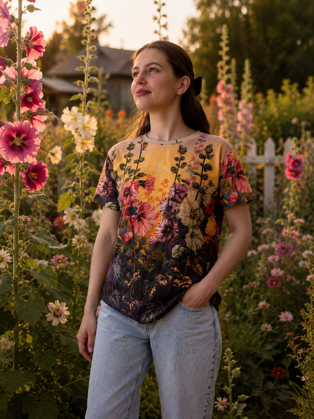 Wearable Art T-Shirt Floral Garden Print by Natalia Savchenko Women&rsquo;s To Ukraine