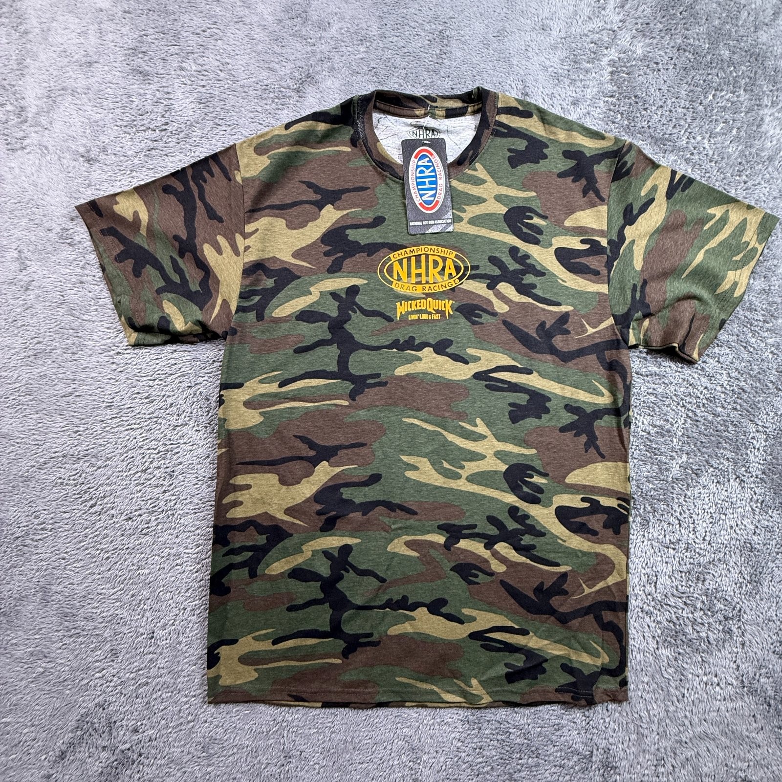 NHRA Drag Racing Shirt Wicked Quick NWT Men&rsquo;s M Camo Green Short Sleeve