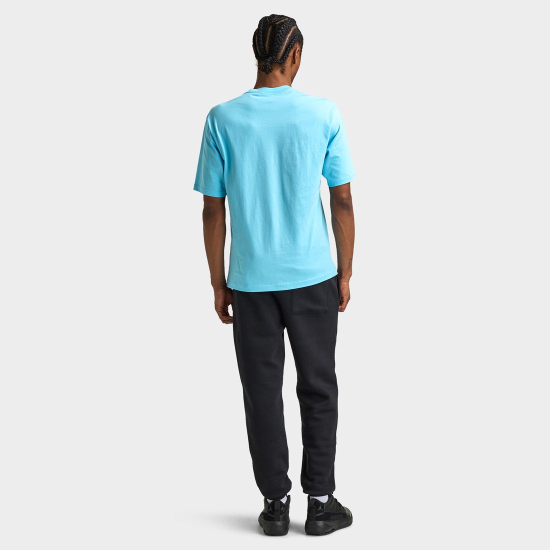 NWT Mens Jordan Brooklyn Swoosh Logo T-Shirt Blue Chill Black II2337-497 Large L