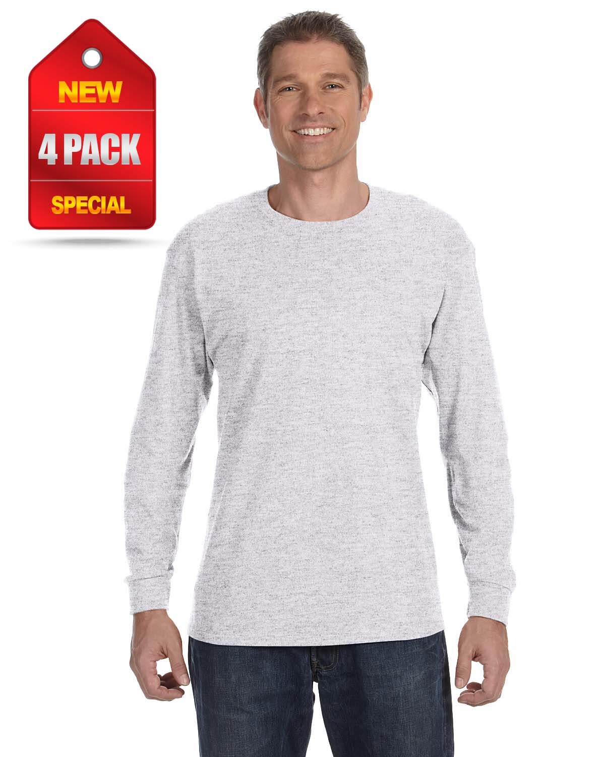 NEW 4 Pack Gildan Men&rsquo;s Heavy Cotton 5.3 oz Long Sleeve T-Shirt P4-G540