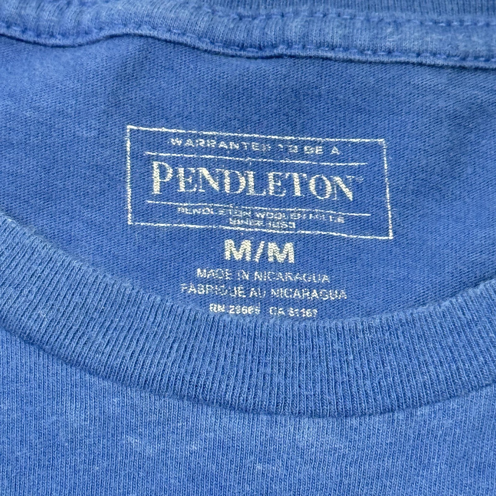 Pendleton Shirt Mens Medium Blue Graphic Tagless Made In Nicaragua Woolen Mills