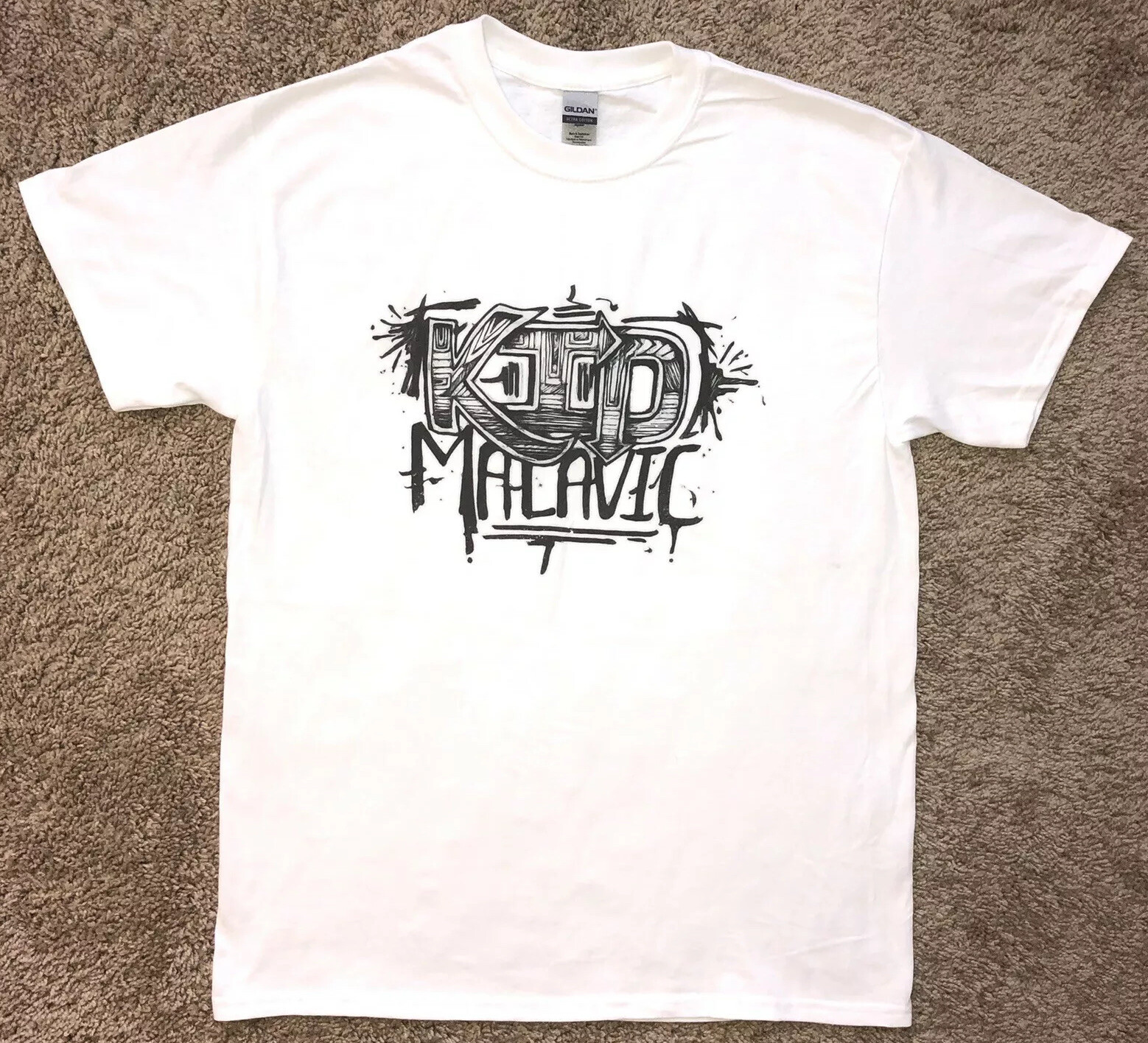 Kid Malavic Unisex Short Sleeve Graffiti White Graphic T-Shirt