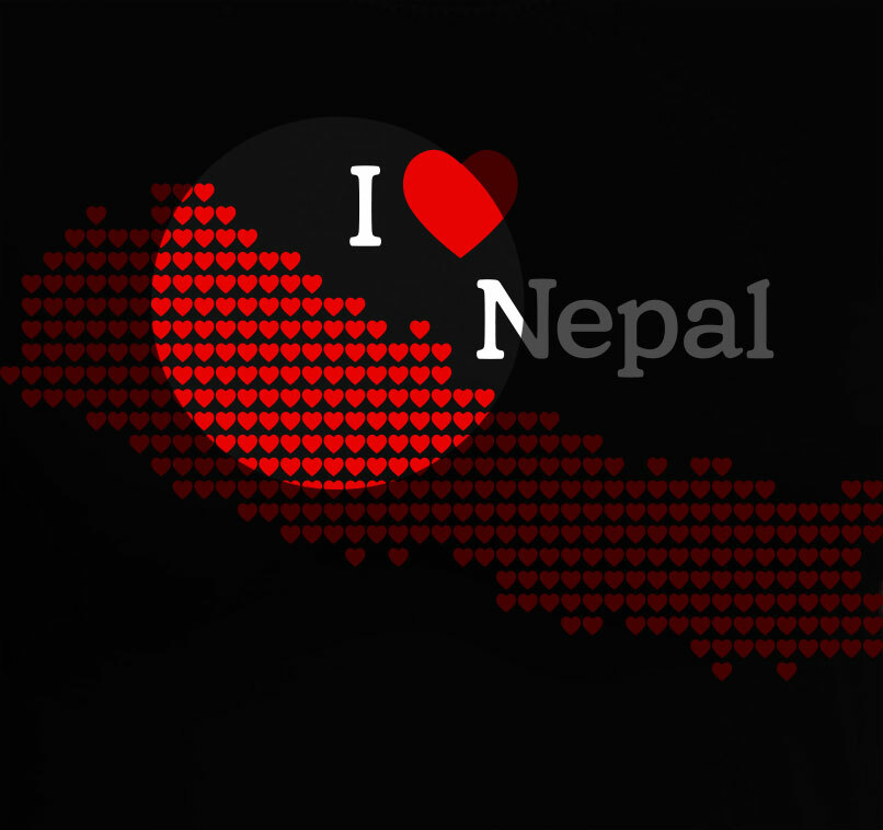 Nepal I Love Nepal Heart Map Men&rsquo;s Black T-shirt Nepalese shirt 100% cotton No.2