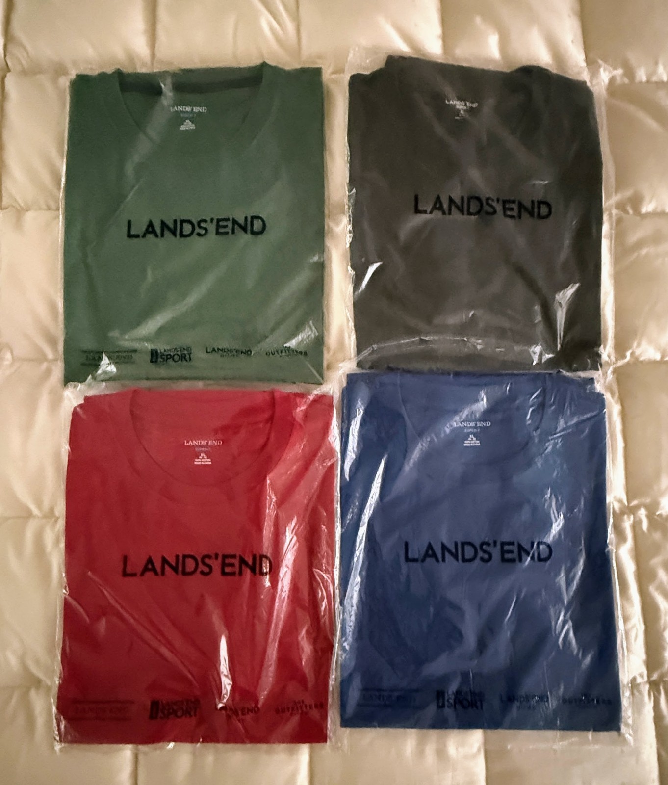 Lands&rsquo; End Men&rsquo;s Super-T Size XL 46-48 Short Sleeve T-Shirts – New Lot Of Four