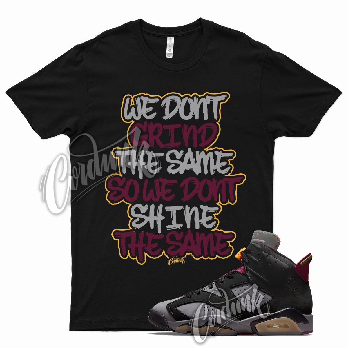 Black GRIND Shirt for Air J1 6 Bordeaux Graphite Dark Grey Maroon Charcoal