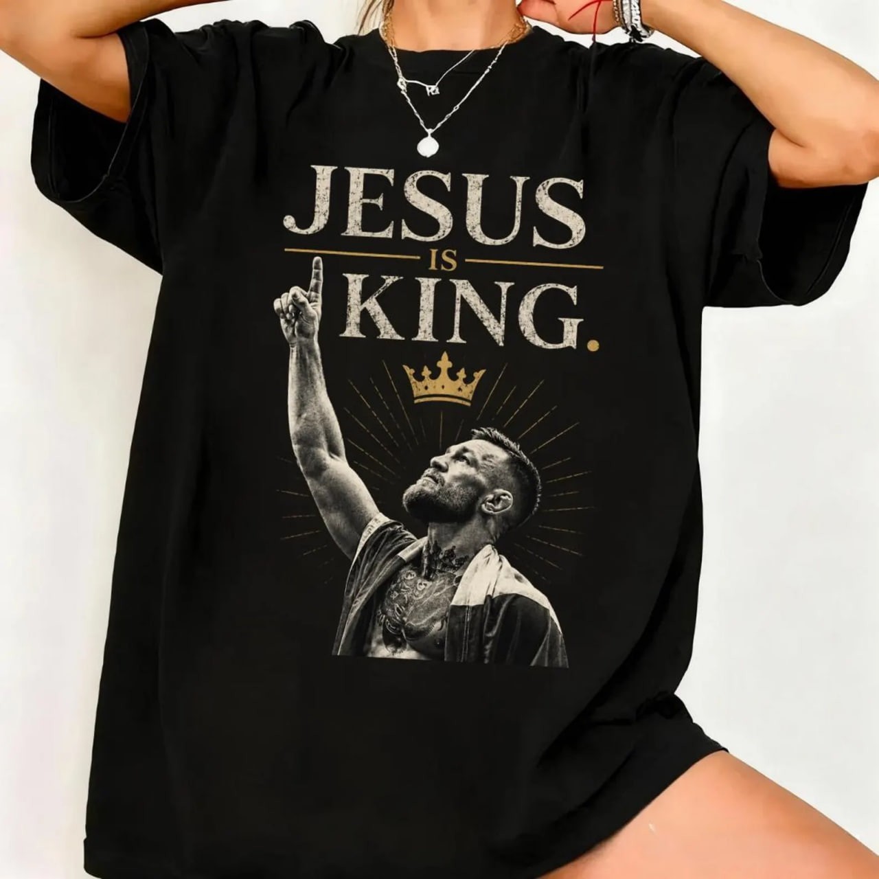 Conor McGregor Jesus Is King Graphic T-Shirt, Vintage Retro MMA Fighter Tee