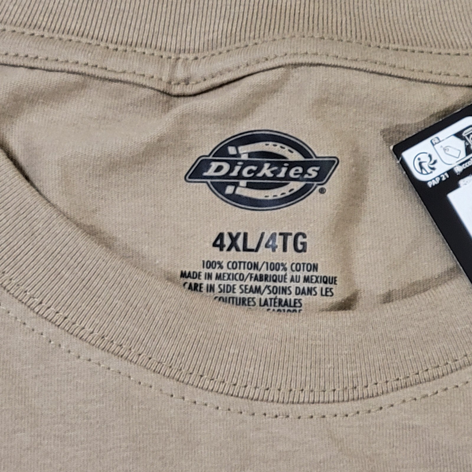 Dickies T-Shirt Men&rsquo;s 4XL Khaki Heavy Weight Cotton Short Sleeve New