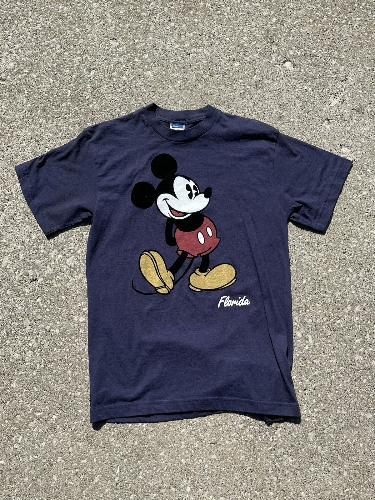 Vintage Disney Mickey Mouse « Florida » Souvenir store Graphic Flocking texture