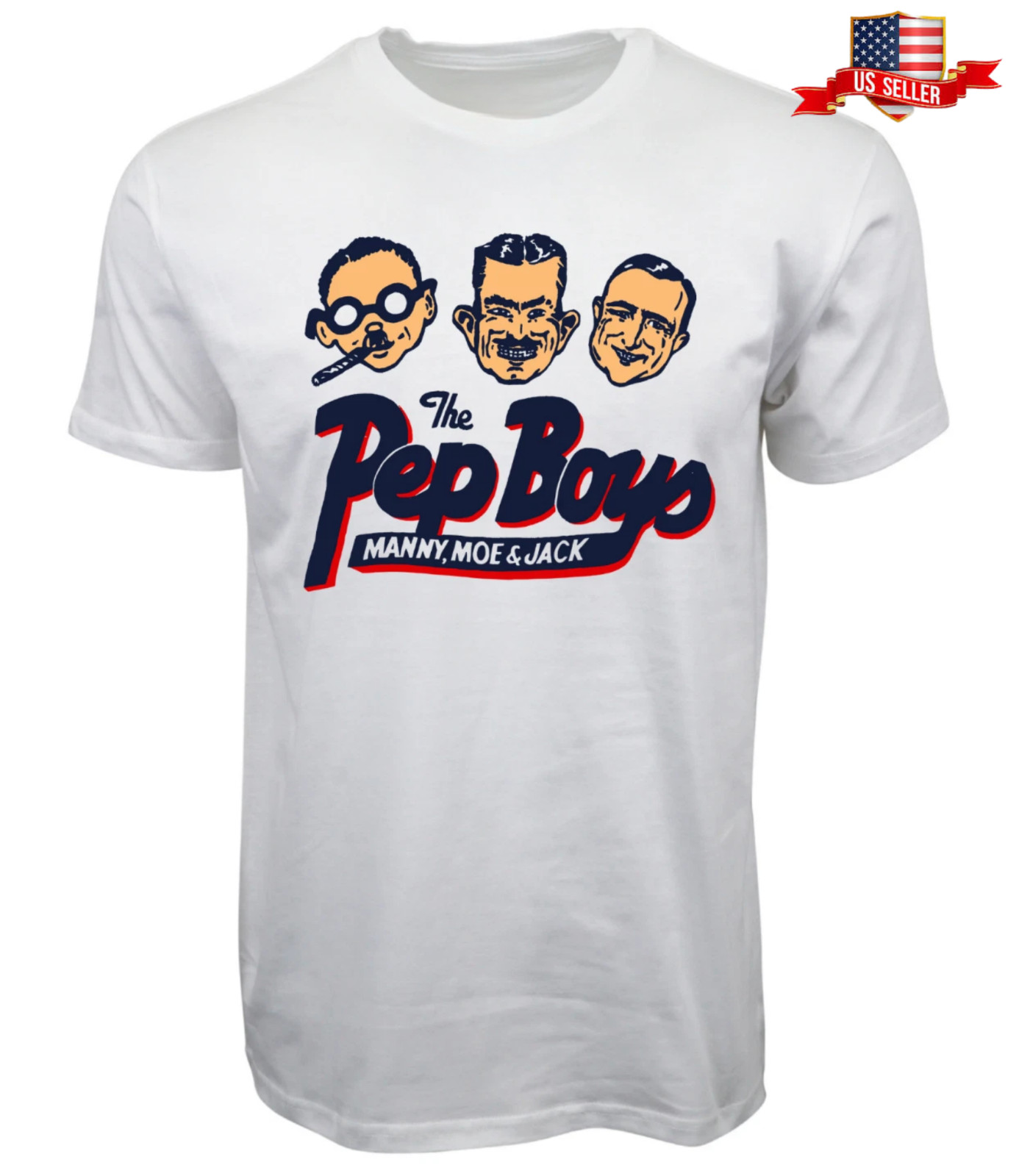 Pep Boys Manny Moe & Jack Retro Logo T-Shirt Vintage 80s 90s Auto Shop Tee
