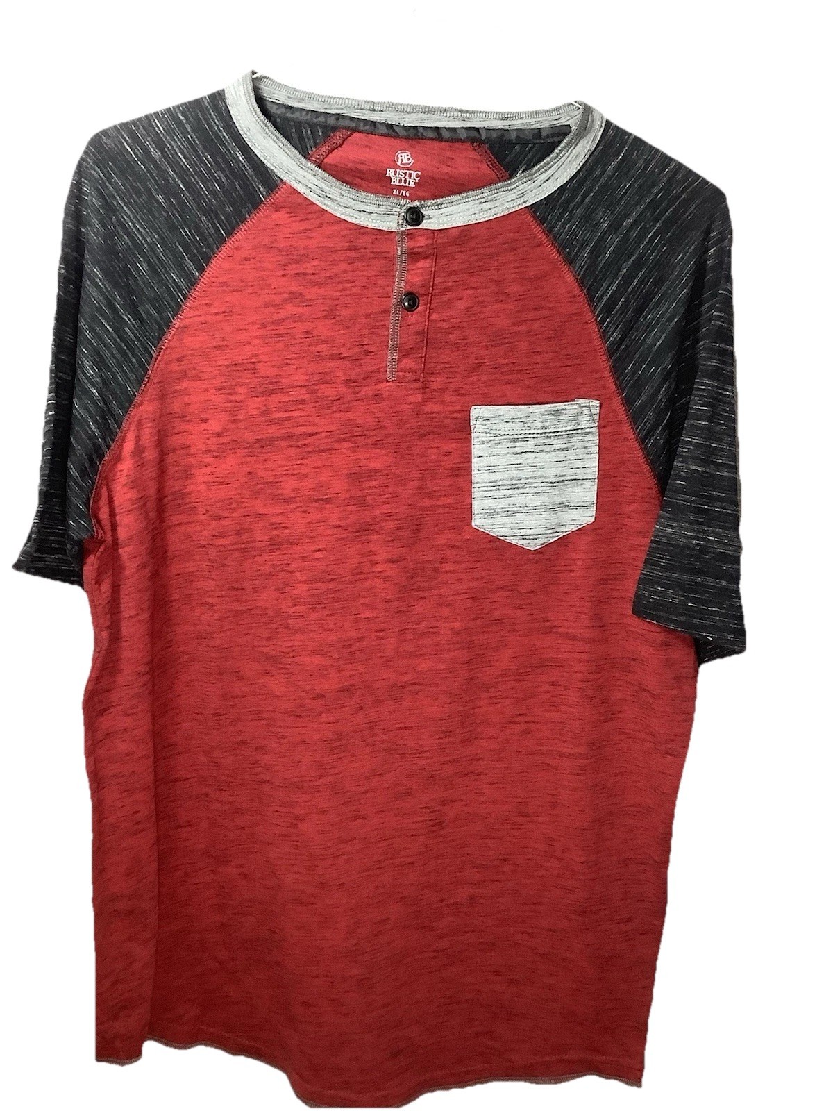 NEW Soft Henley Raglan Blue Mens Size Extra Large Cotton Blend Preppy College