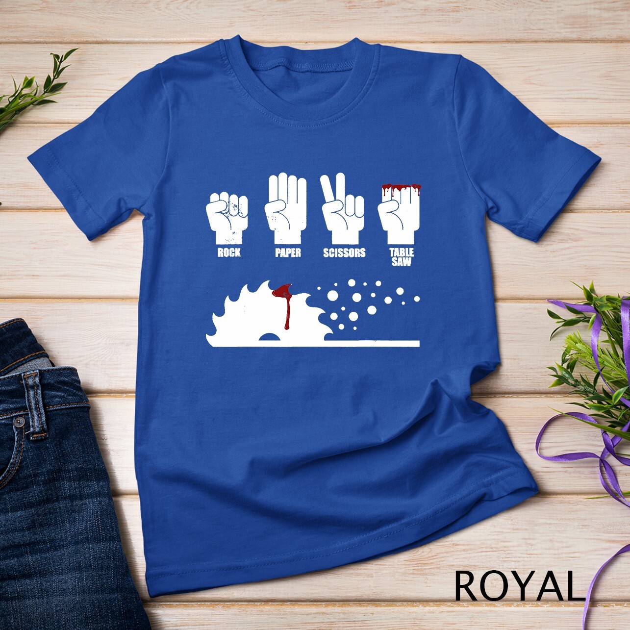 Rock Paper Scissors Table Saw Woodworking Carpenter T-Shirt Unisex T-shirt