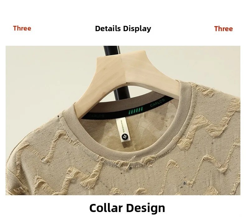 Men Luxury Fashion Trendy Diamond Ripped Hole Casual Summer Streetwear T-Shirt