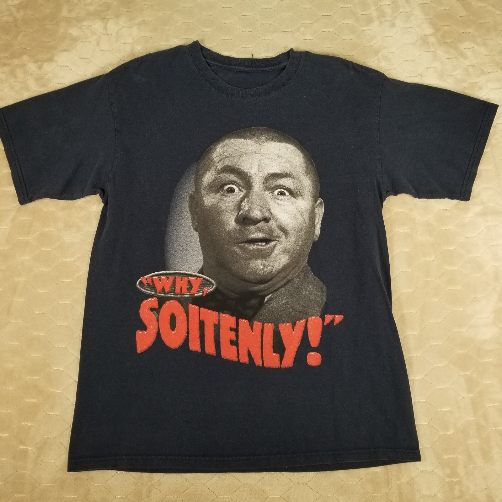 VTG Three Stooges Curly « Why Soitenly! » Shirt Cut Tag Fits M/L See Pics