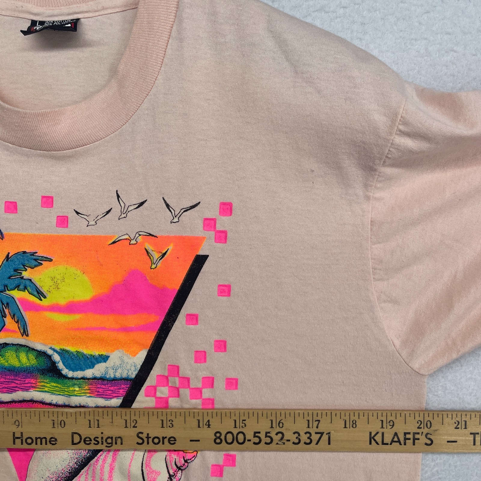 KEY WEST Shirt Adult L Florida Beach 80s Single Stitch Cotton Blend Pink USA VTG