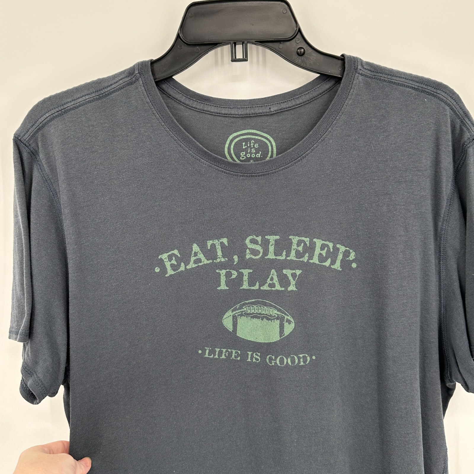 Life Is Good shirt Mens Medium Gray Eat Sleep Play Semi Fitted Lounge Top