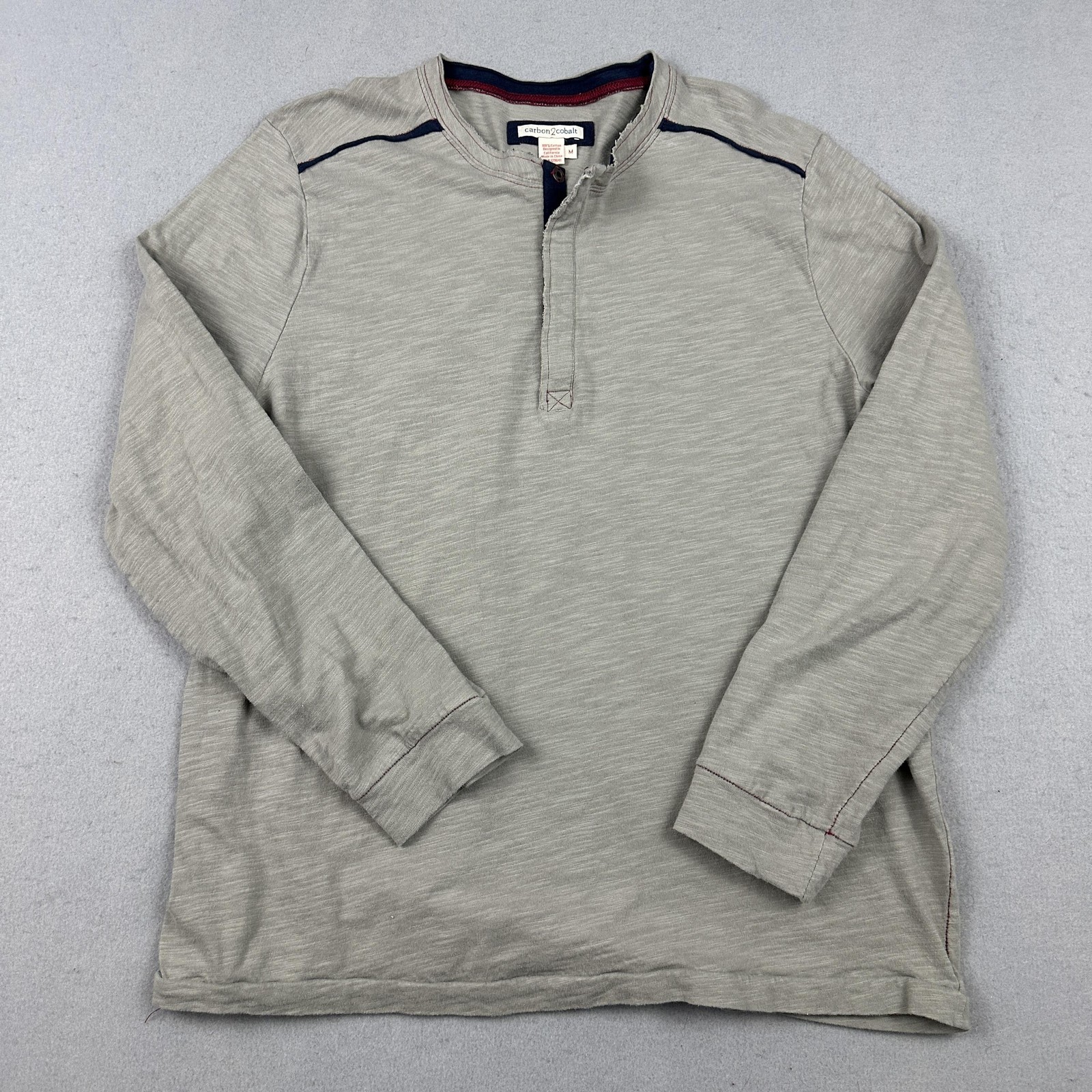 Carbon2cobalt Shirt Men Medium Green Henley Long Sleeve Cotton Casual Top M