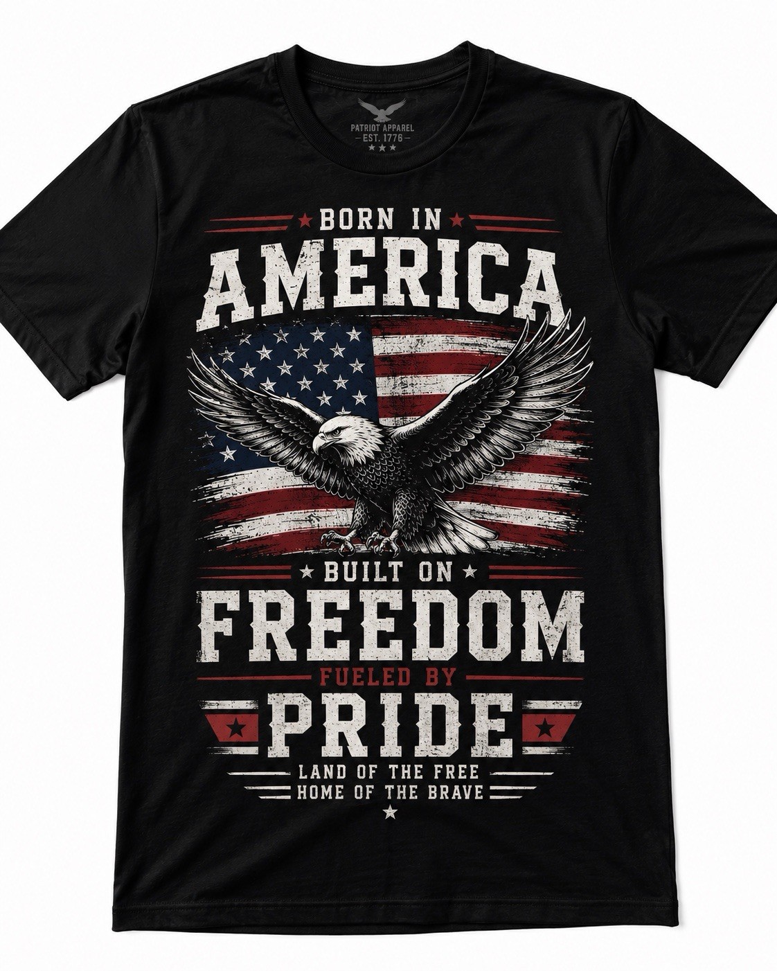 Patriot Apparel t-shirt for men 4th of July USA flag eagle graphic black