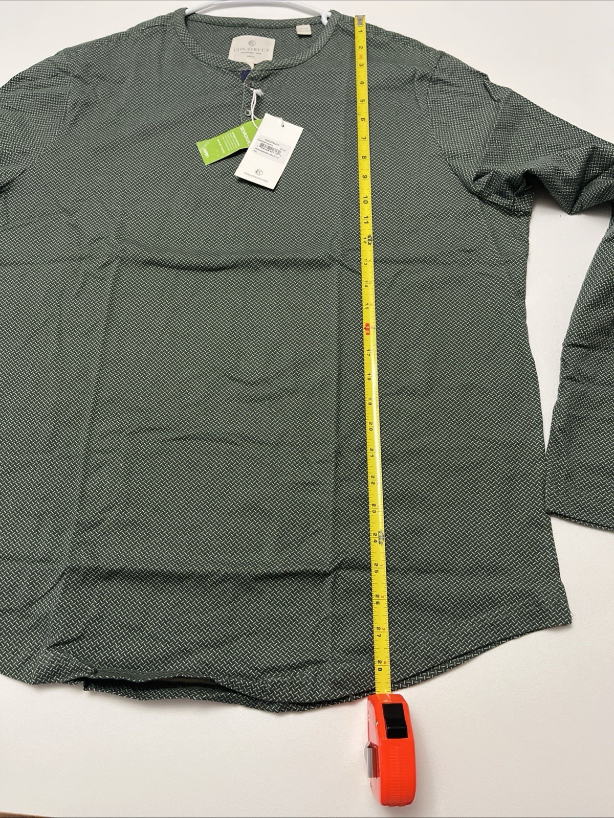Con.Struct Taupe Engineered Mens Olive Green Long Sleeve Henley Shirt Size XXL