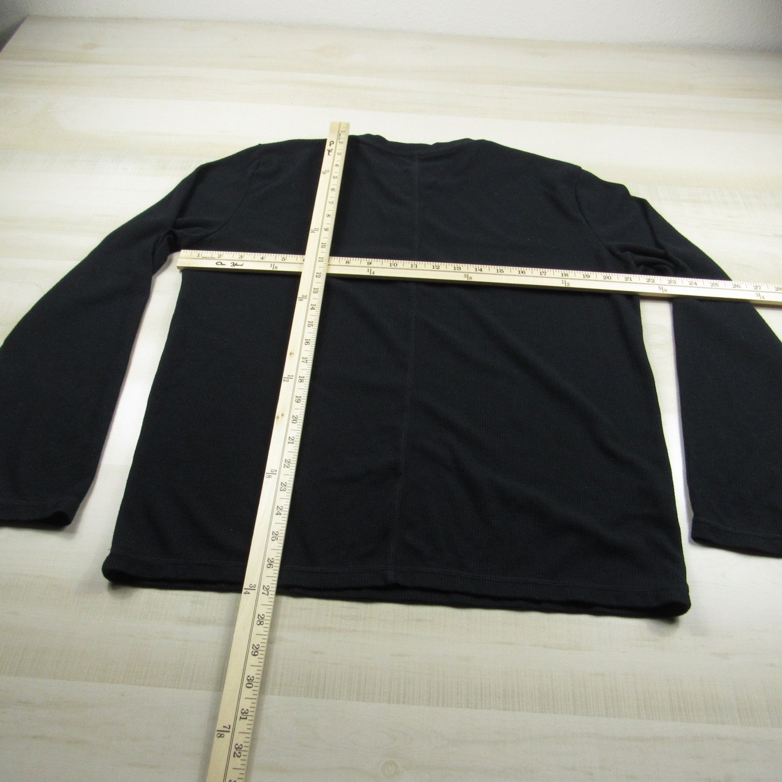 Fabletics Shirt Mens Medium Black Henley Thermal Waffle Cotton Long Sleeve A1
