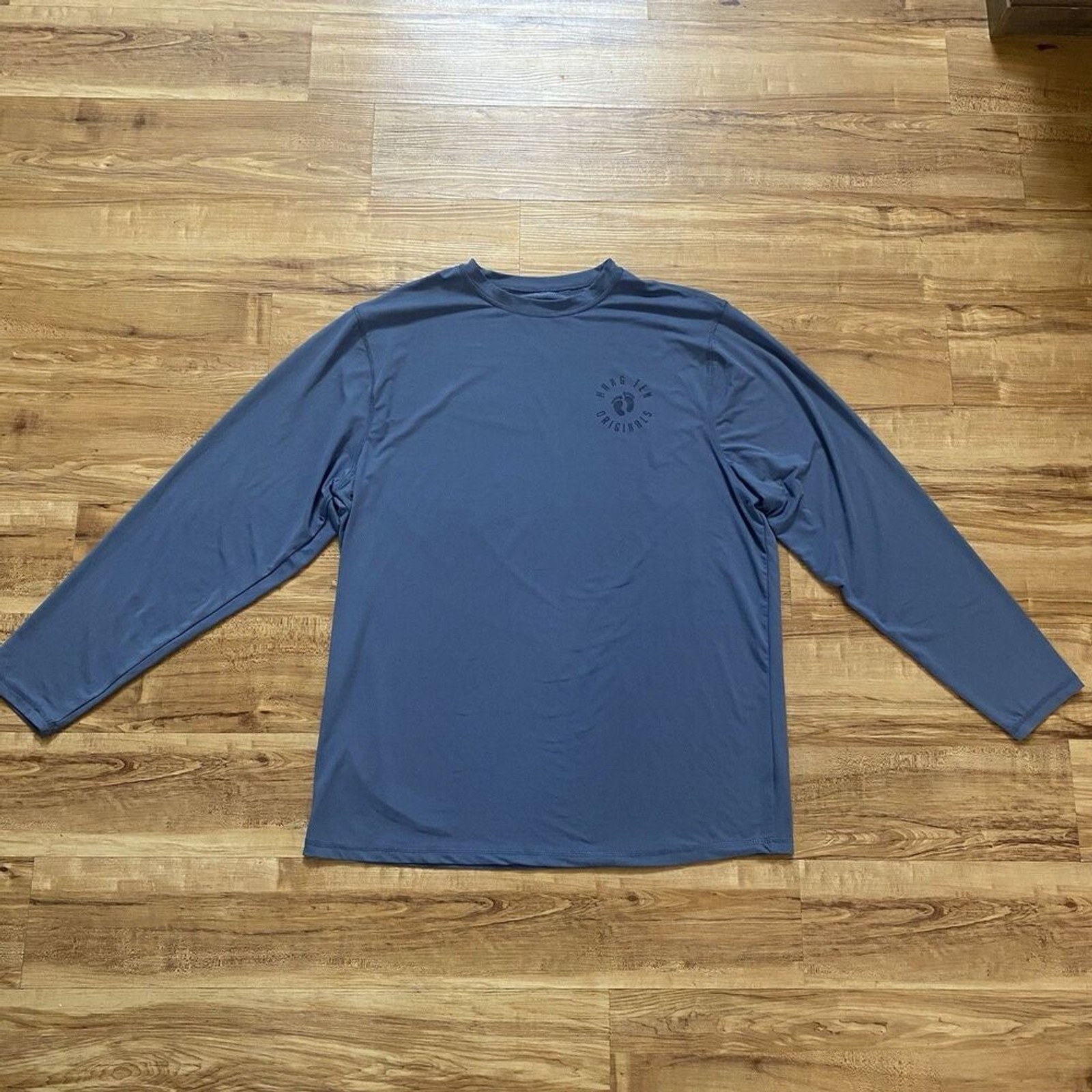 Hang Ten Mens XL Blue UPF 50+ Quick Dry Long Sleeve T-Shirt Sun Swim Rash Guard