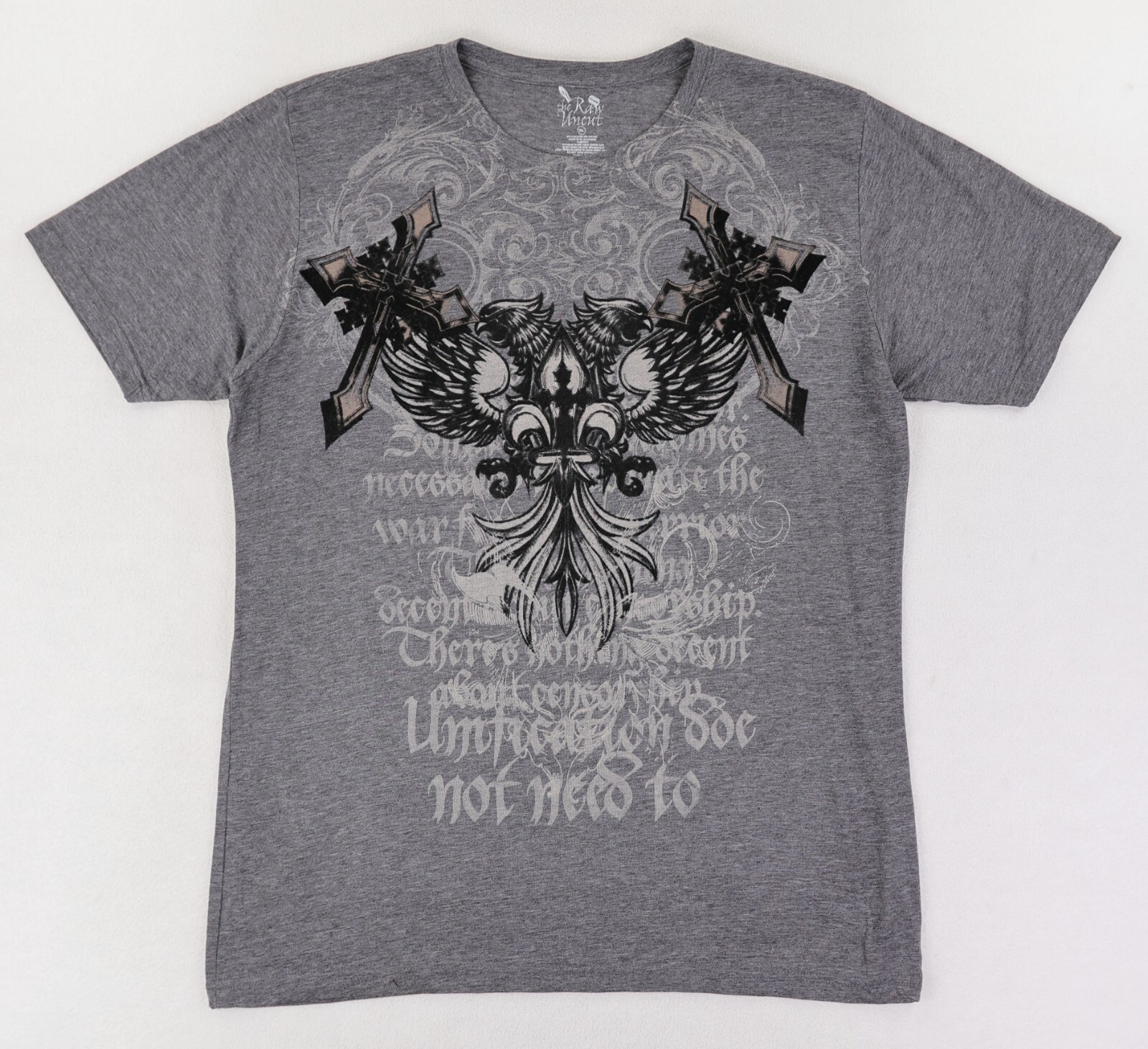 The Raw Uncut Shirt Grunge AOP Skater Wings Loyal Graphic Gray Vintage Y2K