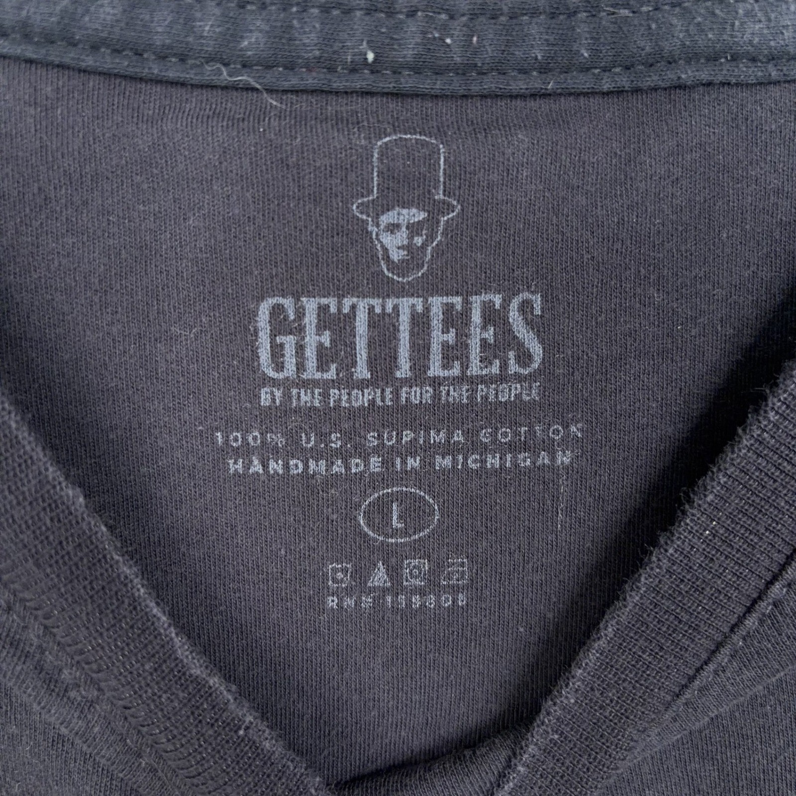 Gettees Shirt Mens Large Black Supima Cotton Short Sleeve Crew Neck Basic Tee