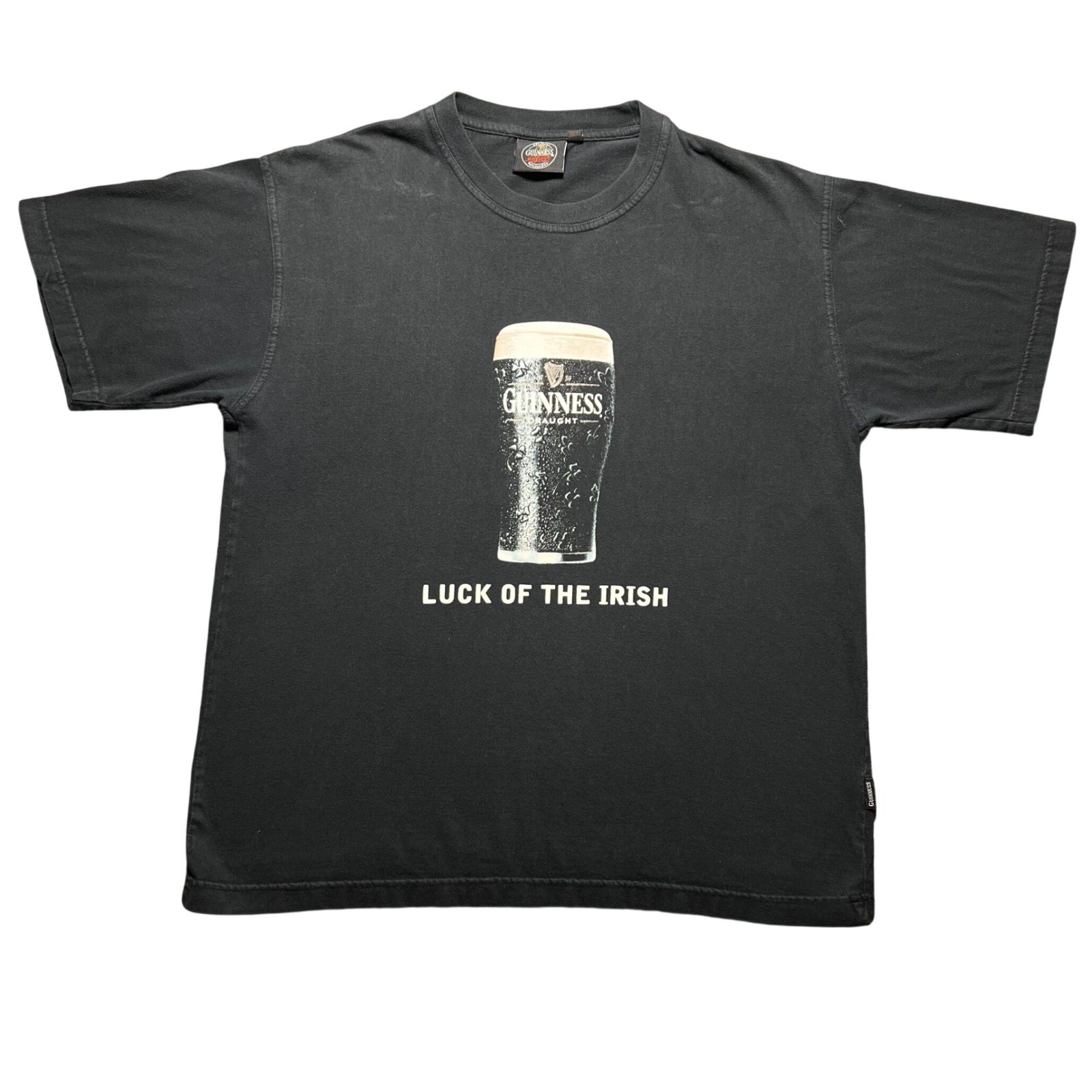 Guinness Beer T Shirt Mens Large Black Luck of the Irish Draught Graphic Tee
