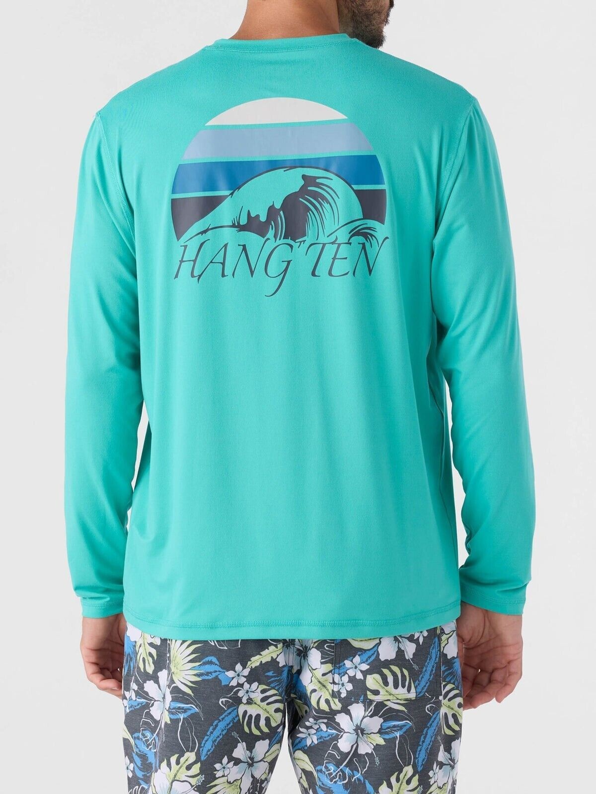 Hang Ten Men&rsquo;s Tidal Long Sleeve Sun Tee UPF Soft Feel Stretchy Green Size M
