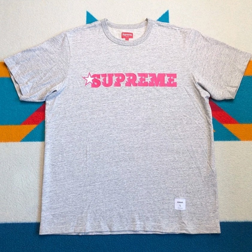 Supreme SS20 Pink Star Shirt Embroidered Streetwear Skateboard Skate Grey Large