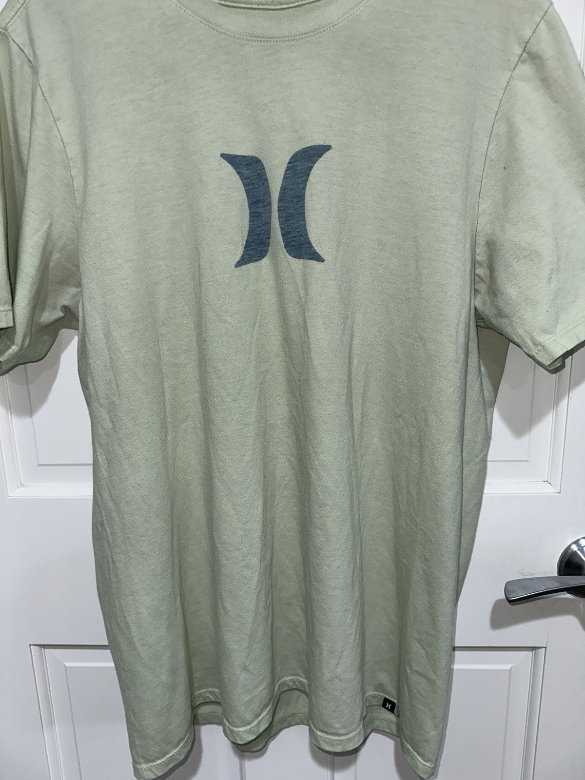 Hurley Logo Graphic Green Crew Neck Short Sleeve Mens Cotton Knit T-Shirt Size L
