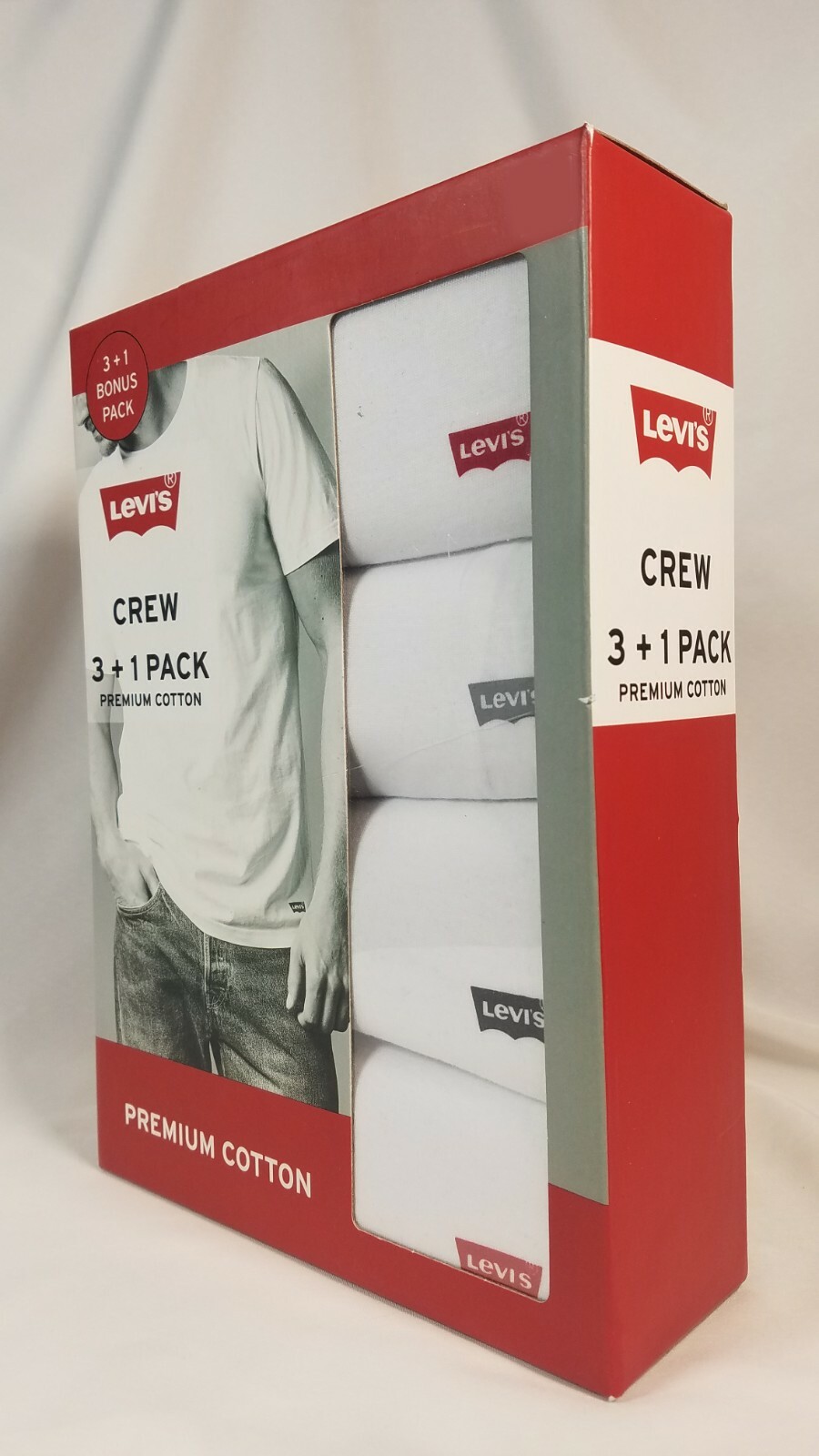 Levi&rsquo;s 4 Pk Crew Neck T-Shirts Medium White 100% Premium Cotton, Tag-Free Levis