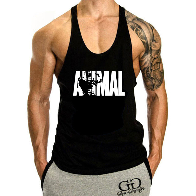 Men Bodybuilding Tank Top Muscle T-Shirt Gym Fitness Stringer ANIMAL Shirts