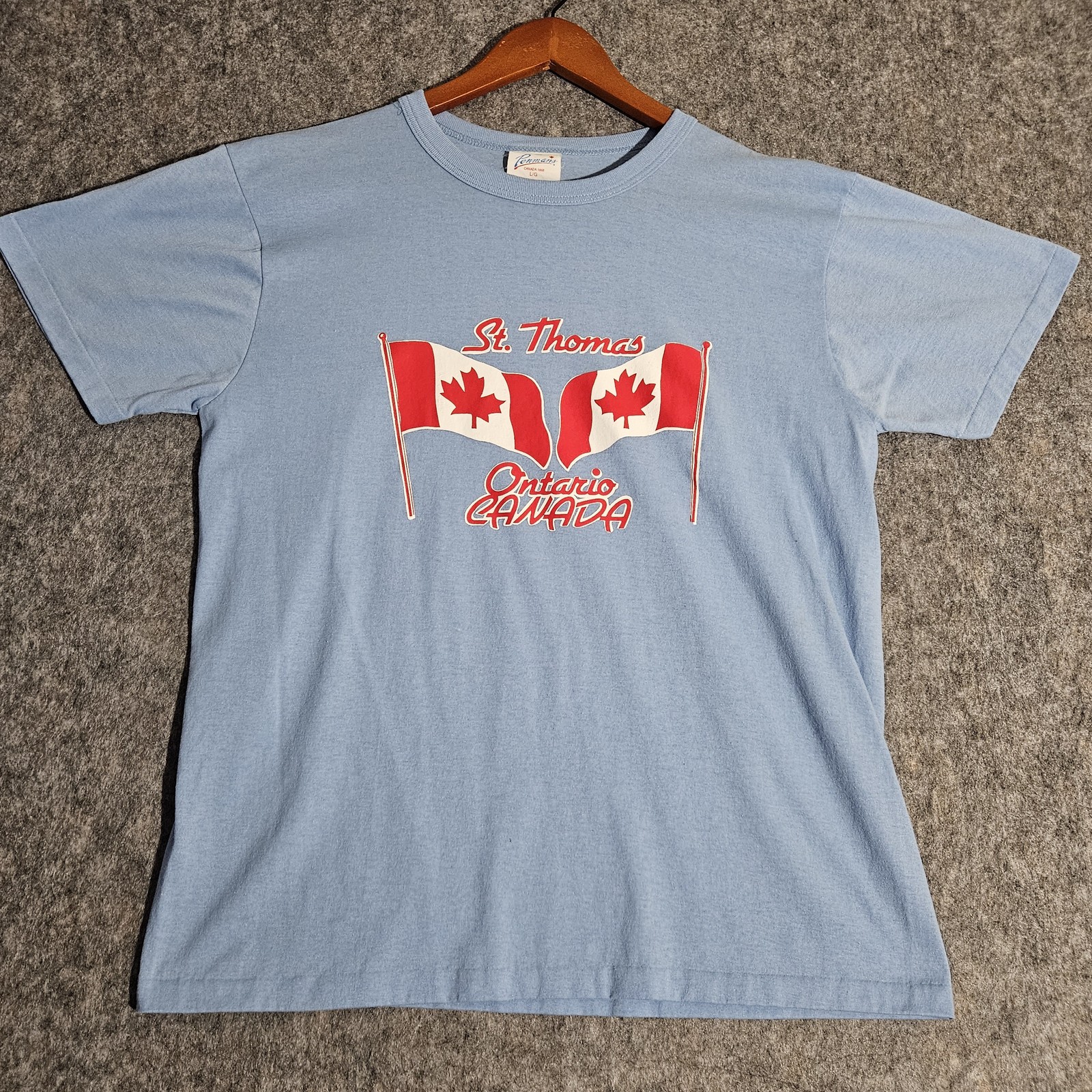 Vintage Penmans Shirt Mens Large St Thomas Ontario Canada Maple Leaf 80s Tee