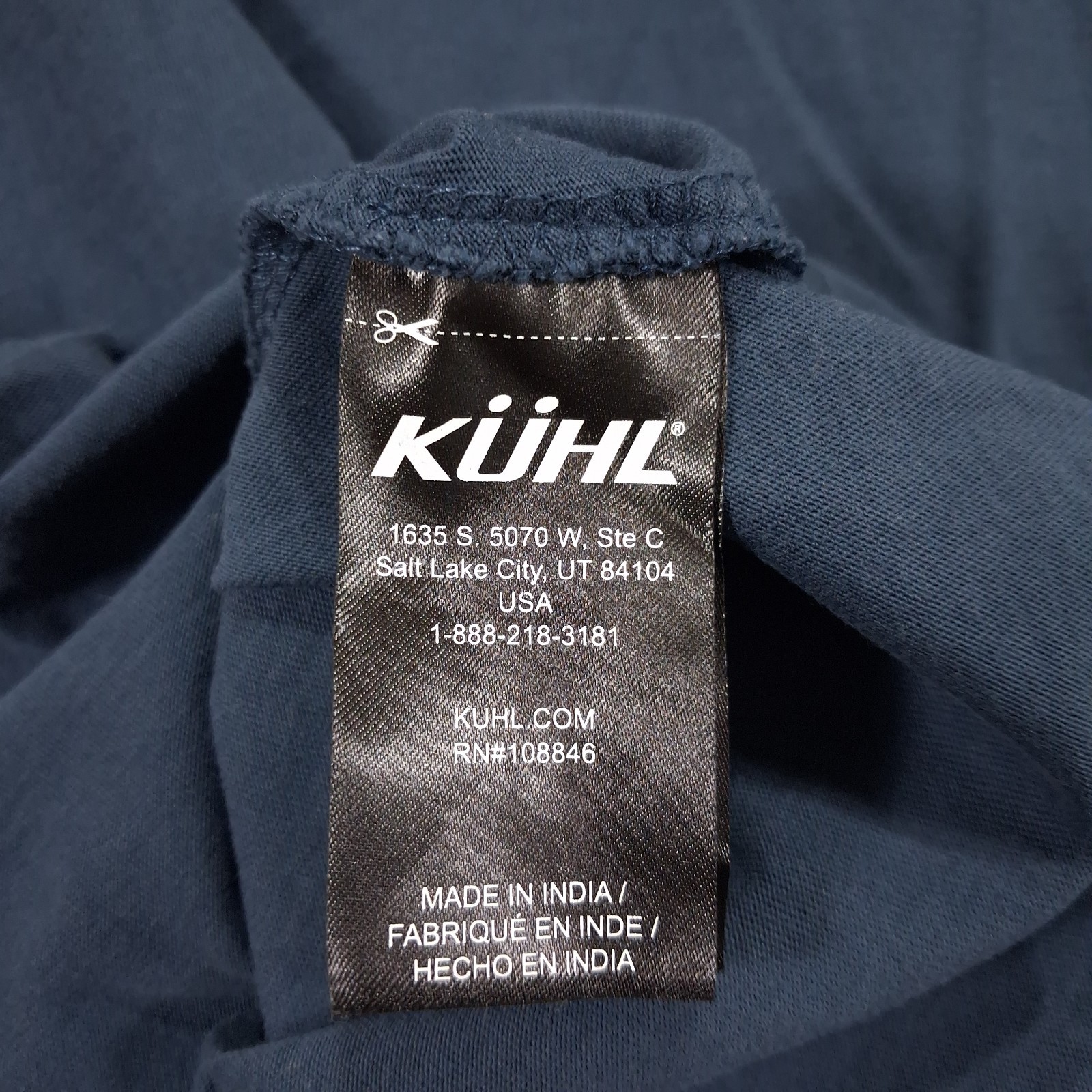 KUHL Wildfibre Mountain Lines T-Shirt Mens XL Blue Crew Neck Organic Cotton