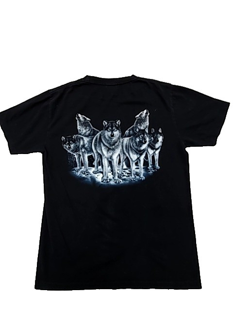 Wild Wolf Pack Mens M Black Crewneck Short Sleeve T-Shirt 100% Cotton