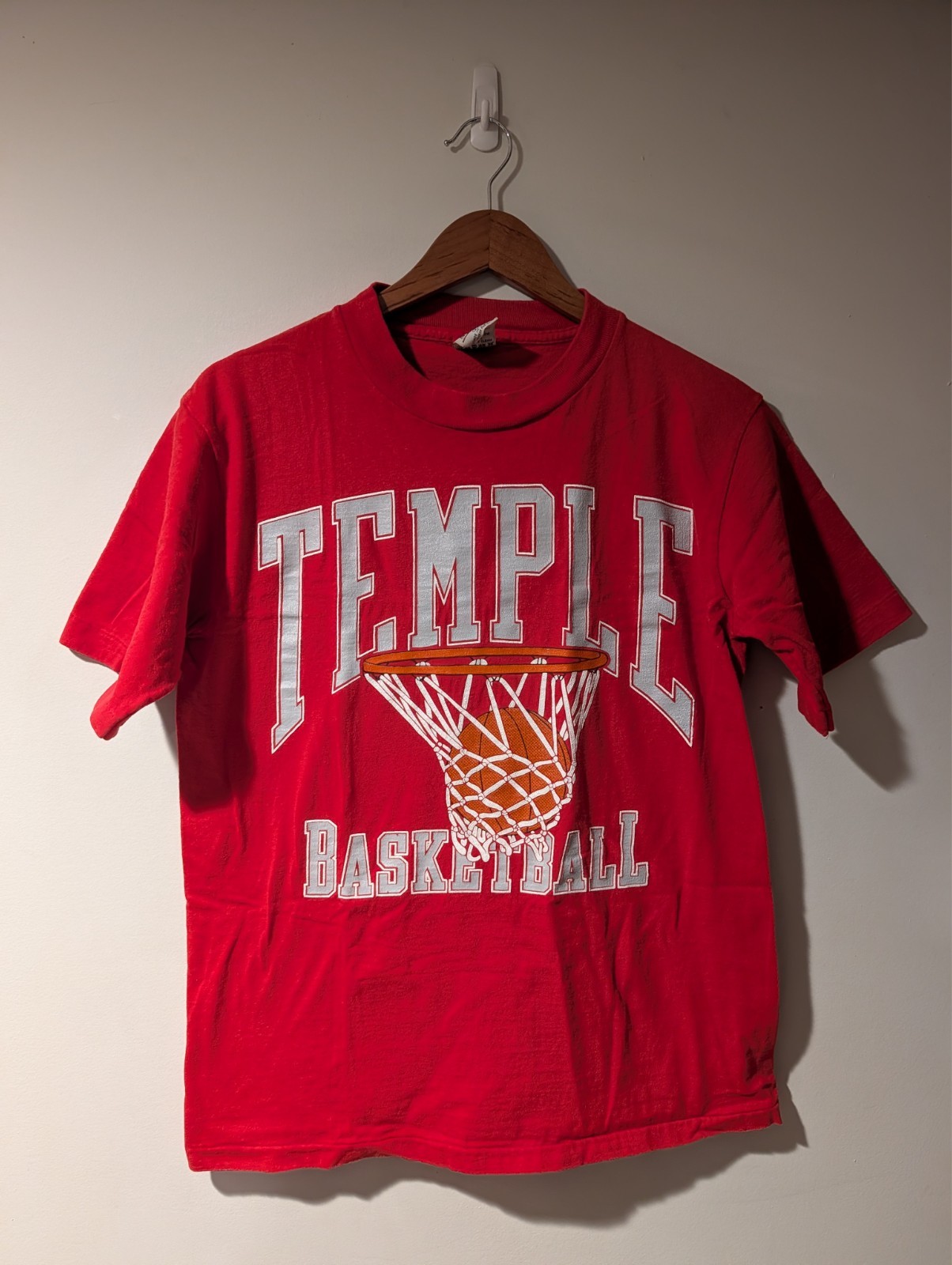 Vintage Temple Basketball Galt Sand Graphic T-Shirt Red Made in USA Large Mens
