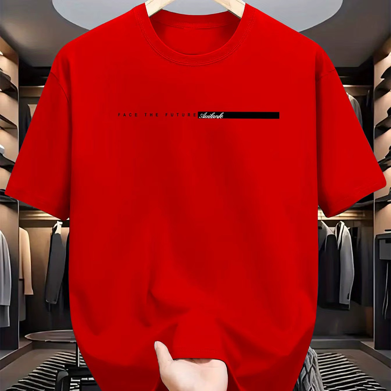 Men&rsquo;s Summer Cotton Loose Fit Letter Print T Shirt Casual Tee Tshirt Casual Gift