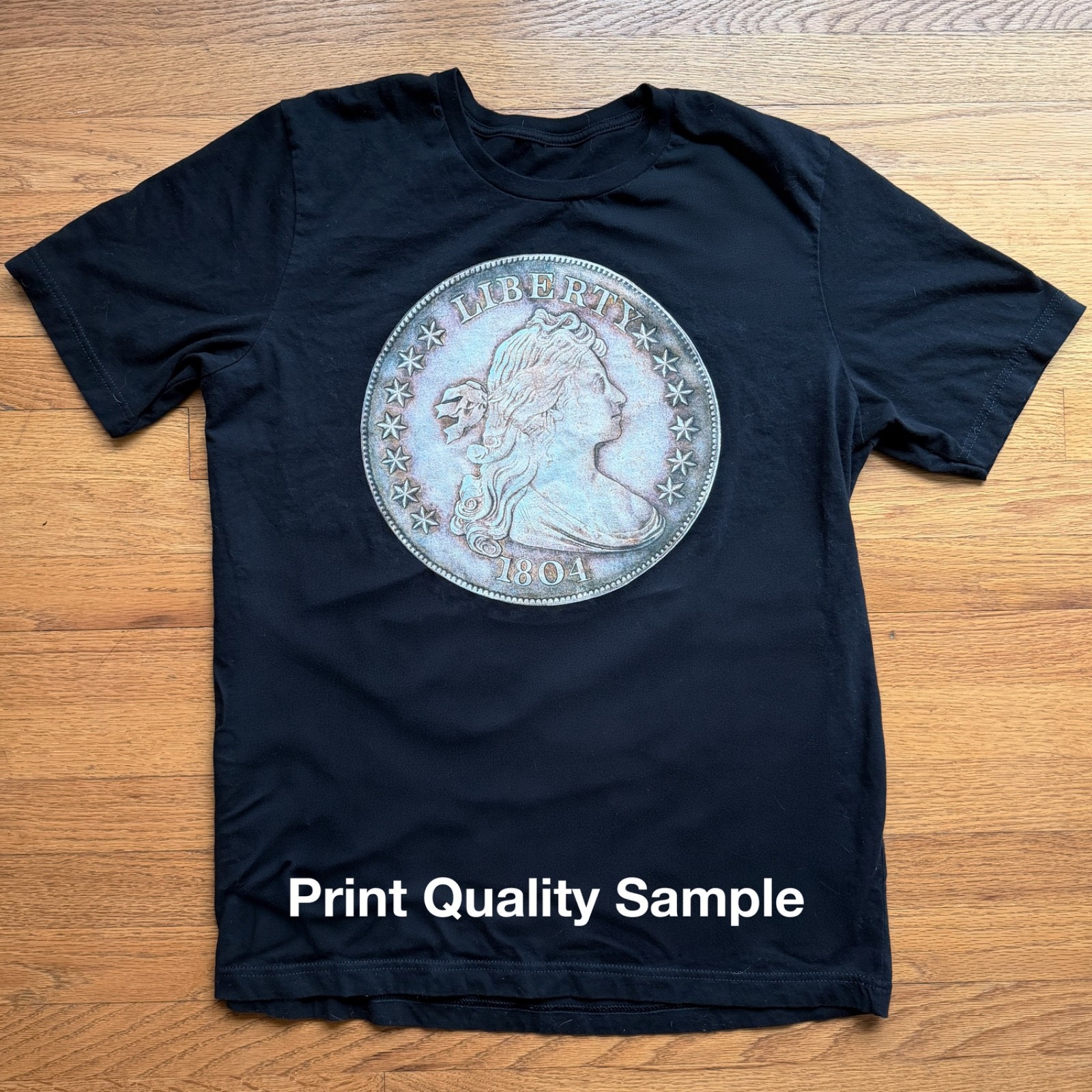 Liberty Gold Coin T-Shirt — 1795 Early U.S. Coin Collector Gift — Black/White