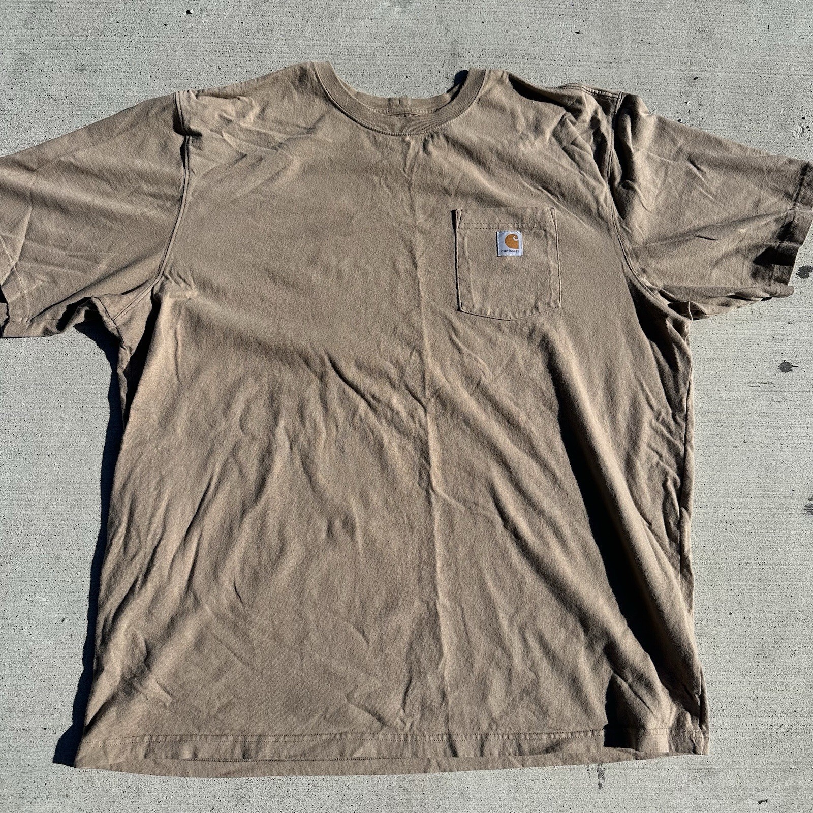 Carhartt K87 Men&rsquo;s T-shirt Light Brown 2XL Tall Loose Fit Short Sleeve Pocket