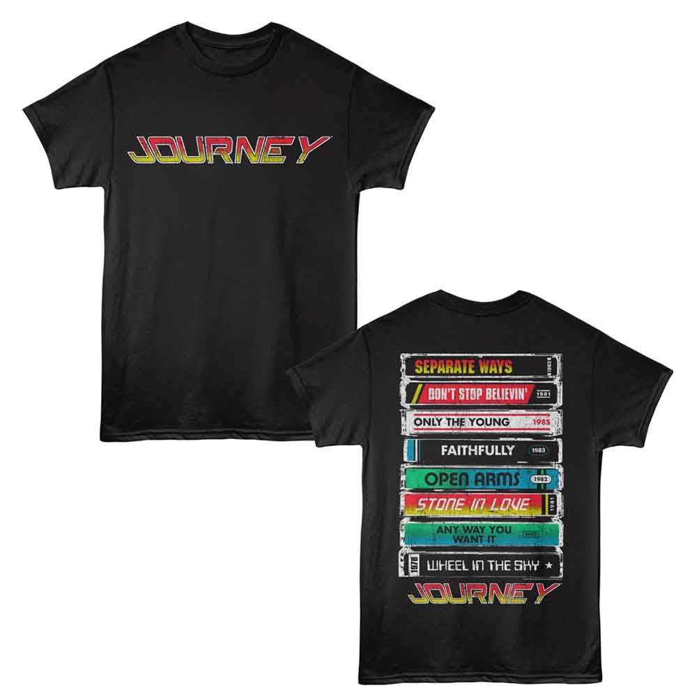 Journey – Song Cassettes – American Classics – Black 2-Sided Print Adult Short S