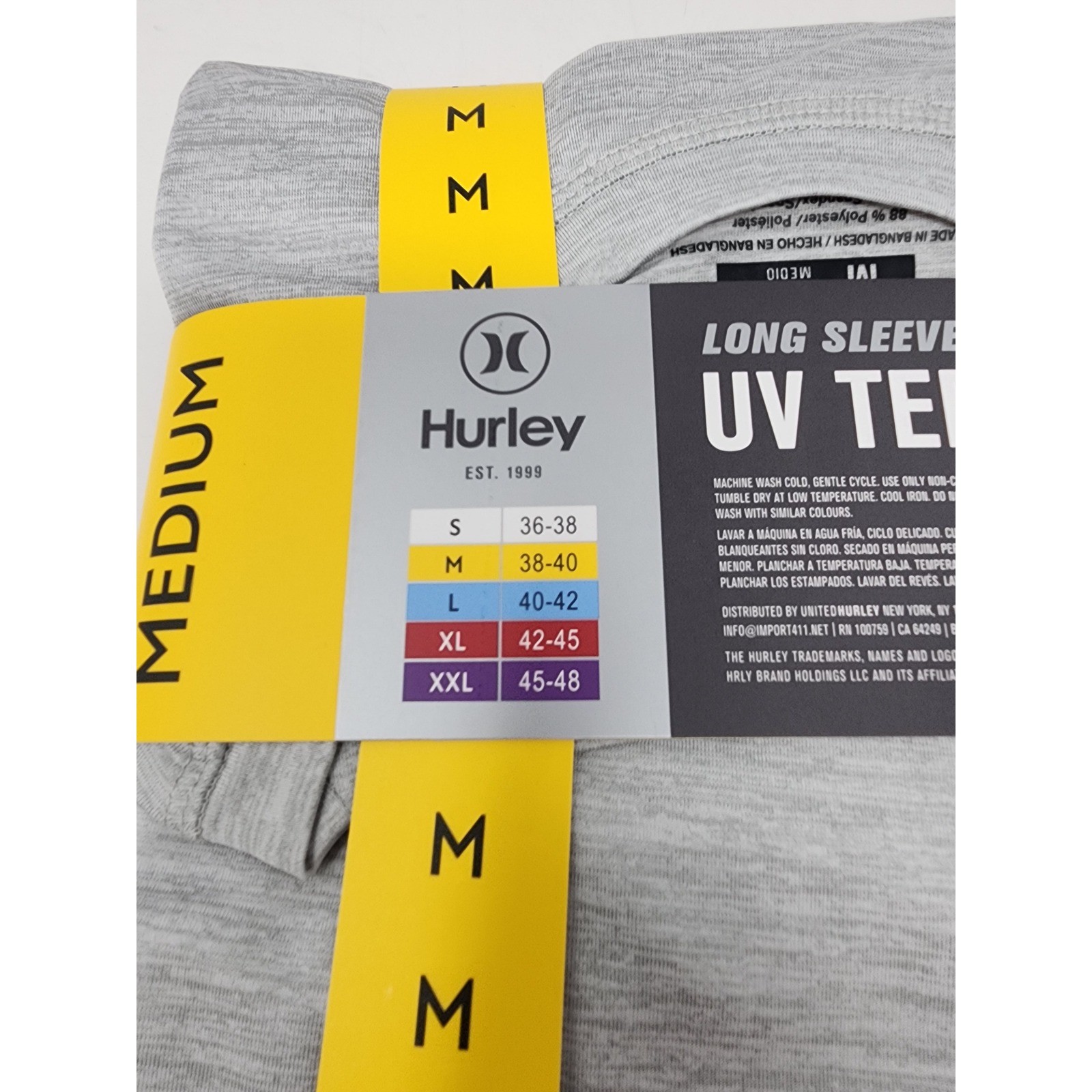 Hurley Mens UV Tee Long Sleeve Shirt Gray Poly Blend Athletic Relaxed Size M