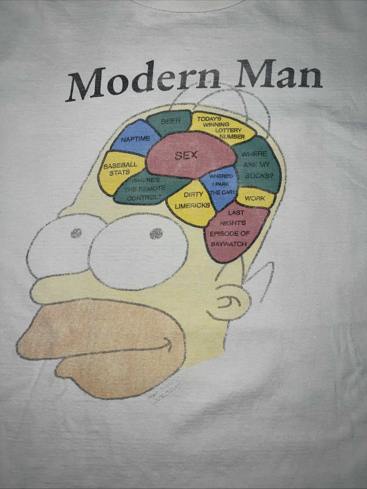 Vintage 90s The Simpsons Shirt Homer Simpson Rare Cartoon “Modern Man” XL