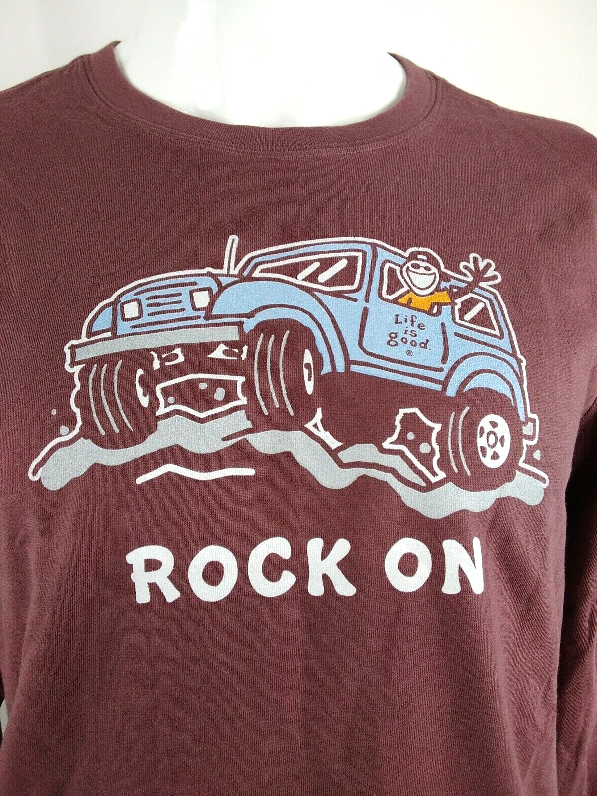 Life is Good Men Long Sleeve Crusher Tee Rock On Off Road Brown Medium 80826