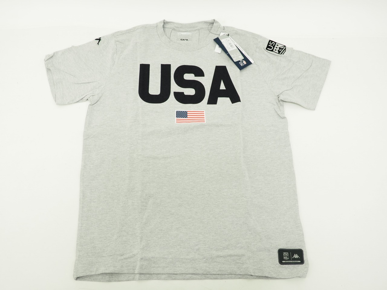 New! Kappa Supporter Men&rsquo;s US Ski Short Sleeve Heavyweight Tee Shirt XL Gray