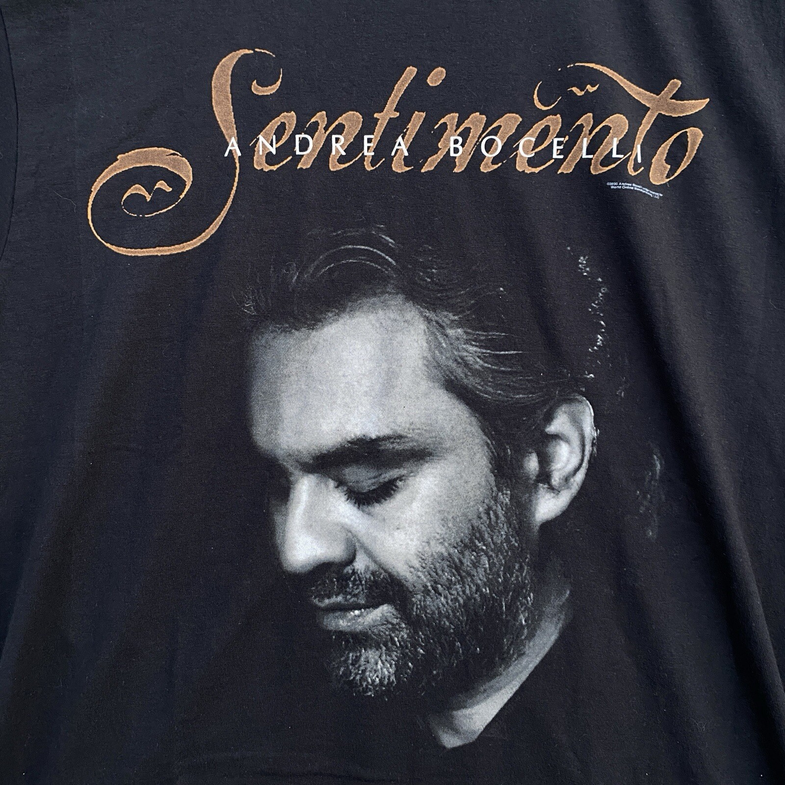 VINTAGE Andrea Bocelli Shirt Adult Large Mens L SENTIMENTO Graphic Print Tee