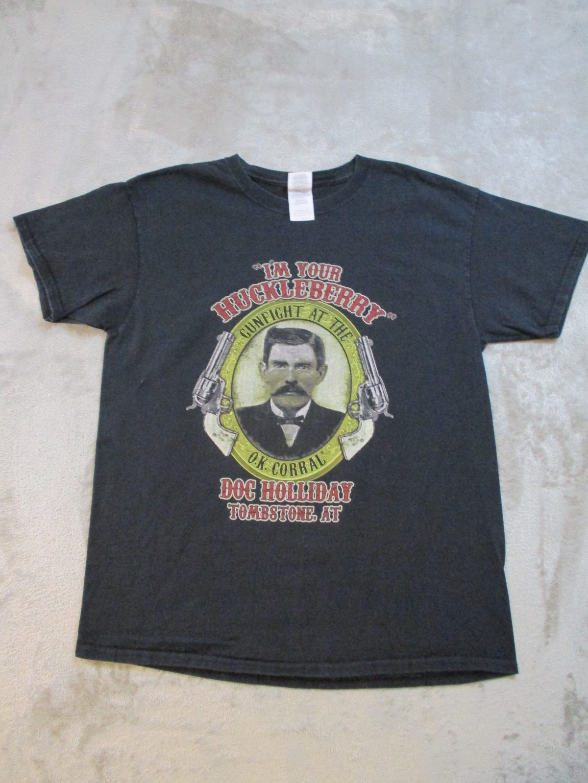 Vintage Doc Holiday Tombstone Shirt Mens Large Black OK Corral Gun Fighter